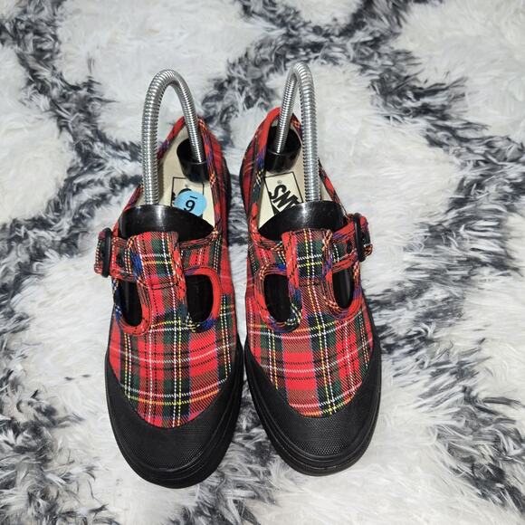 VANS Style 93 Red Tartan Plaid Mary Jane Sneakers Sz 6 - Picture 6 of 7